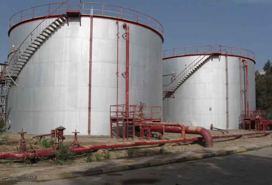 Petroleum storage tanks and industrial pipework